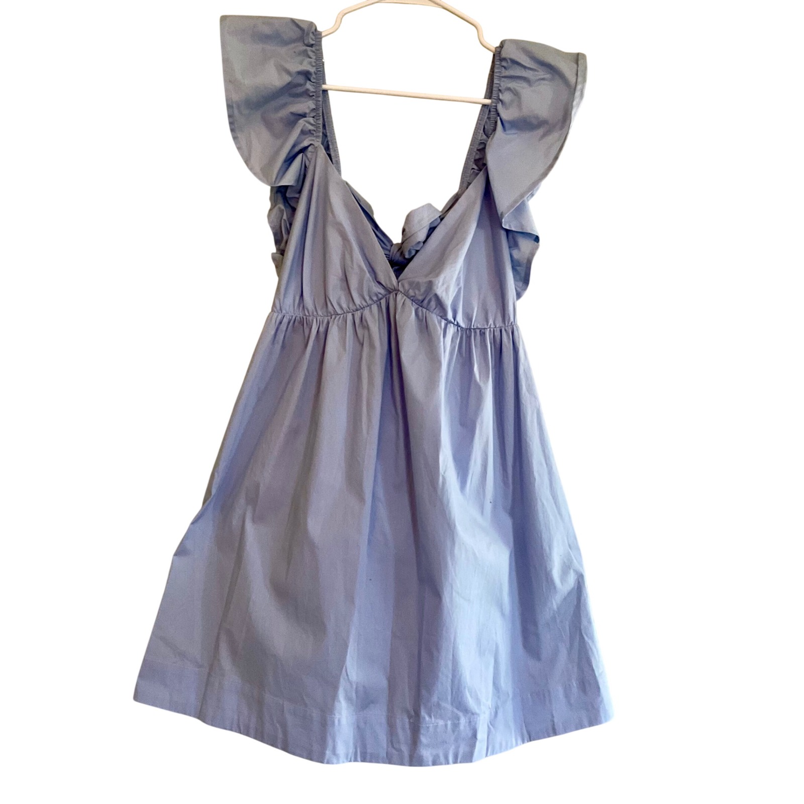 Nwt Speechless Periwinkle Ruffle Flutter Sleeve Tie Back Babydoll Mini Dress Xl